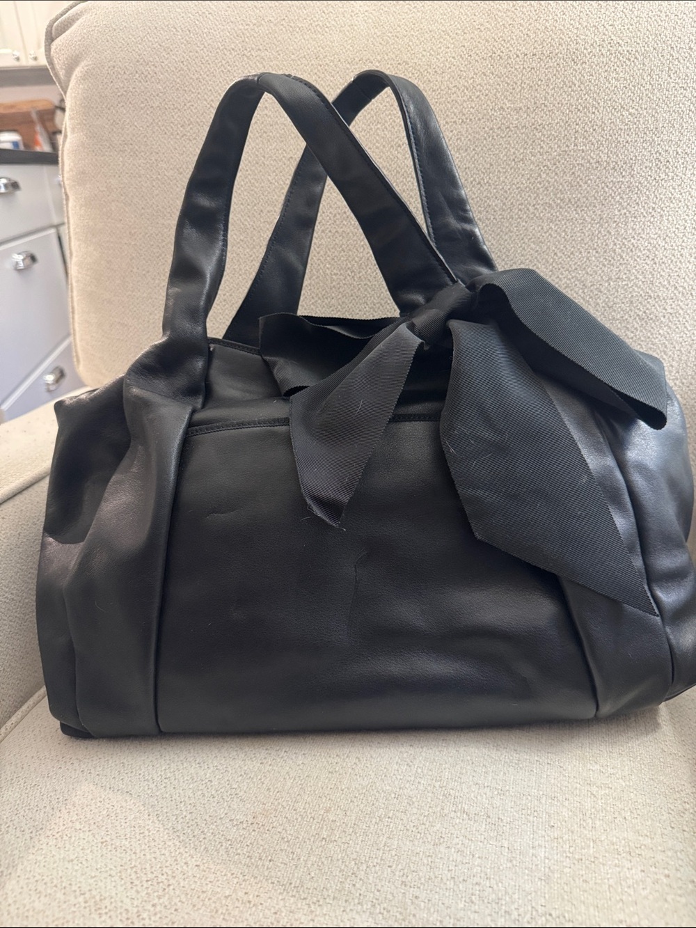 Ann Taylor Black Bow-Detail Tote